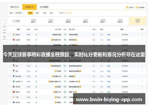 今天足球赛事精彩直播全程跟踪，实时比分更新和赛况分析尽在这里
